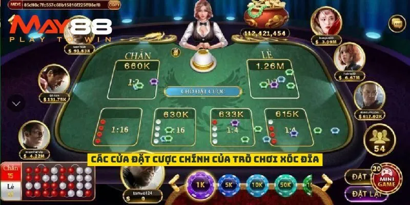 Các cửa đặt cược chính của trò chơi xóc đĩa